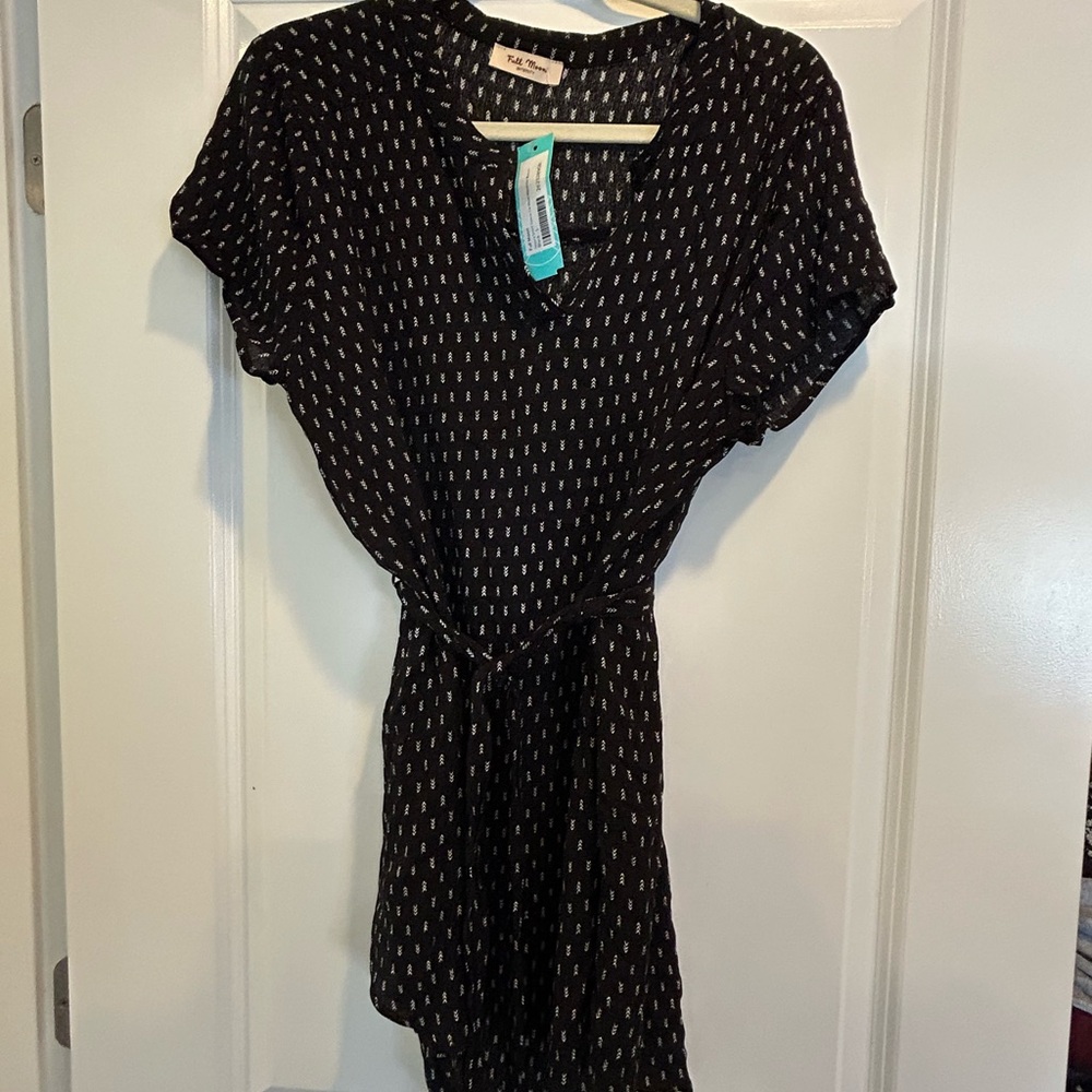 Full Moon black tie waist shirt sleeve maternity blouse - New